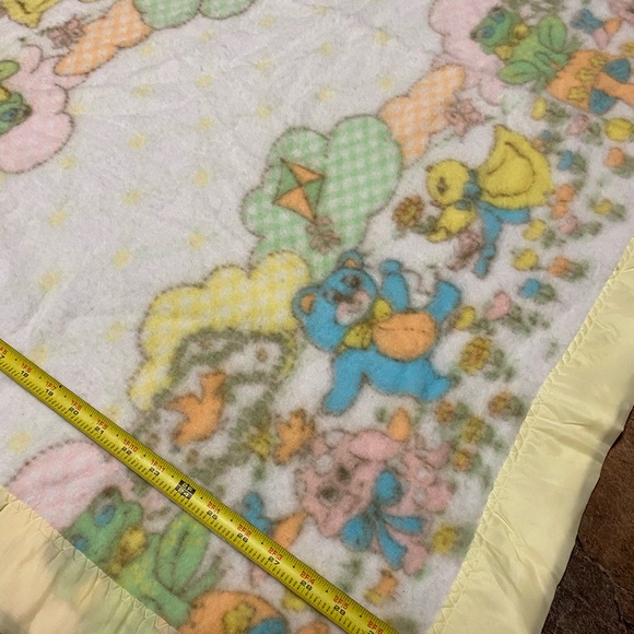 Baby Unisex Vintage Yellow Teddy Bear Bird Cloud Blanket - Picture 4 of 6